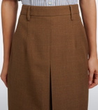 Prada Chiffon-trimmed virgin wool midi skirt