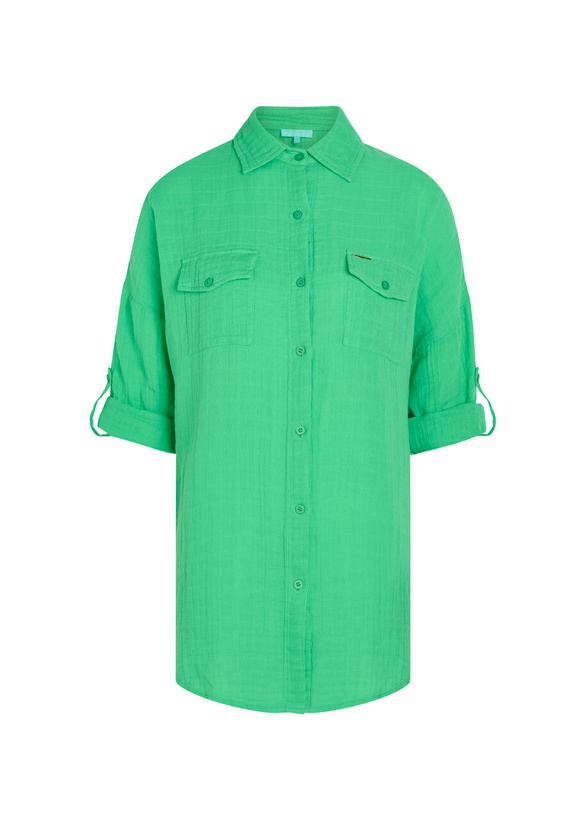 Photo: Melissa Odabash Elena Cotton Gauze Cover-up Shirt Green