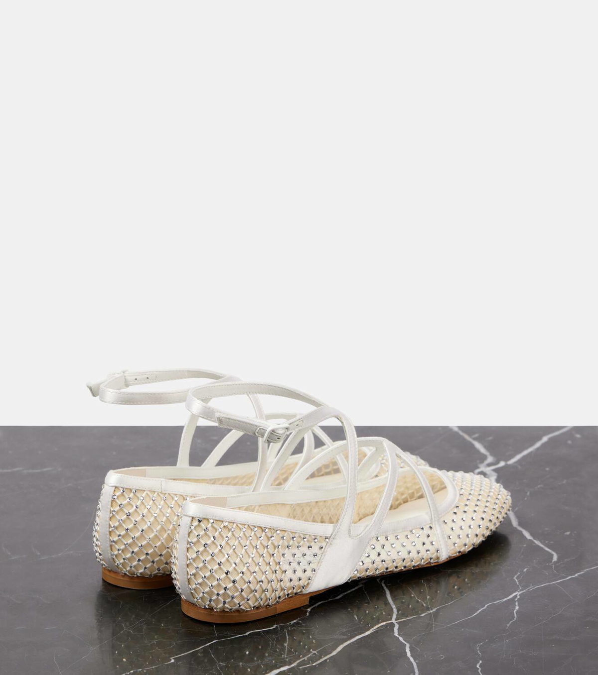 Jimmy Choo Astoria crystal-embellished mesh ballet flats