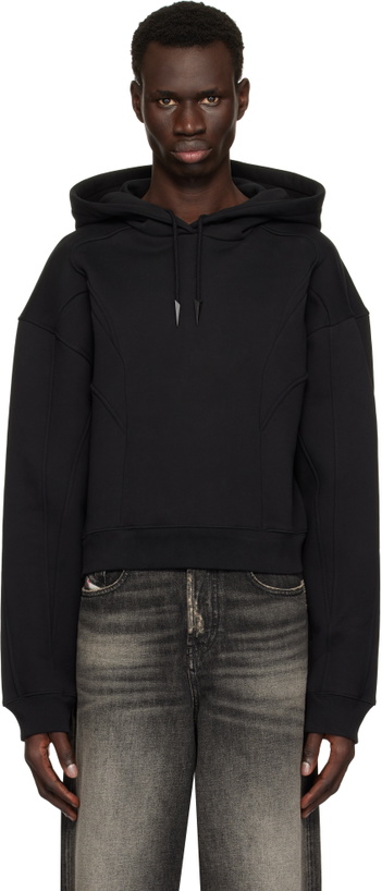 Photo: Mugler Black Spiral Cropped Hoodie