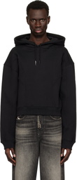 Mugler Black Spiral Cropped Hoodie