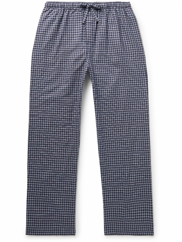 Photo: Derek Rose - Braemar 32 Checked Cotton-Flannel Pyjama Trousers - Blue