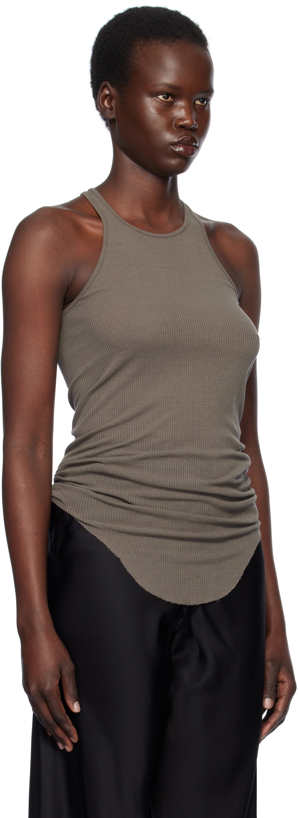 Rick Owens Gray Hollywood Basic Rib Tank Top Rick Owens
