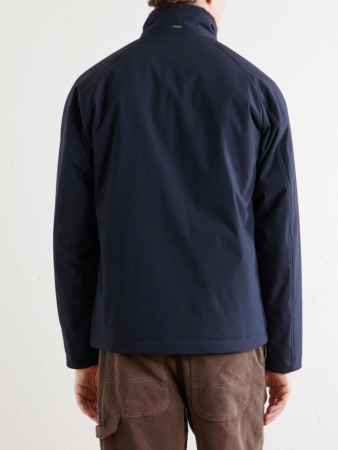 Herno - Faux Fur Trimmed Bomber Jacket - Blue