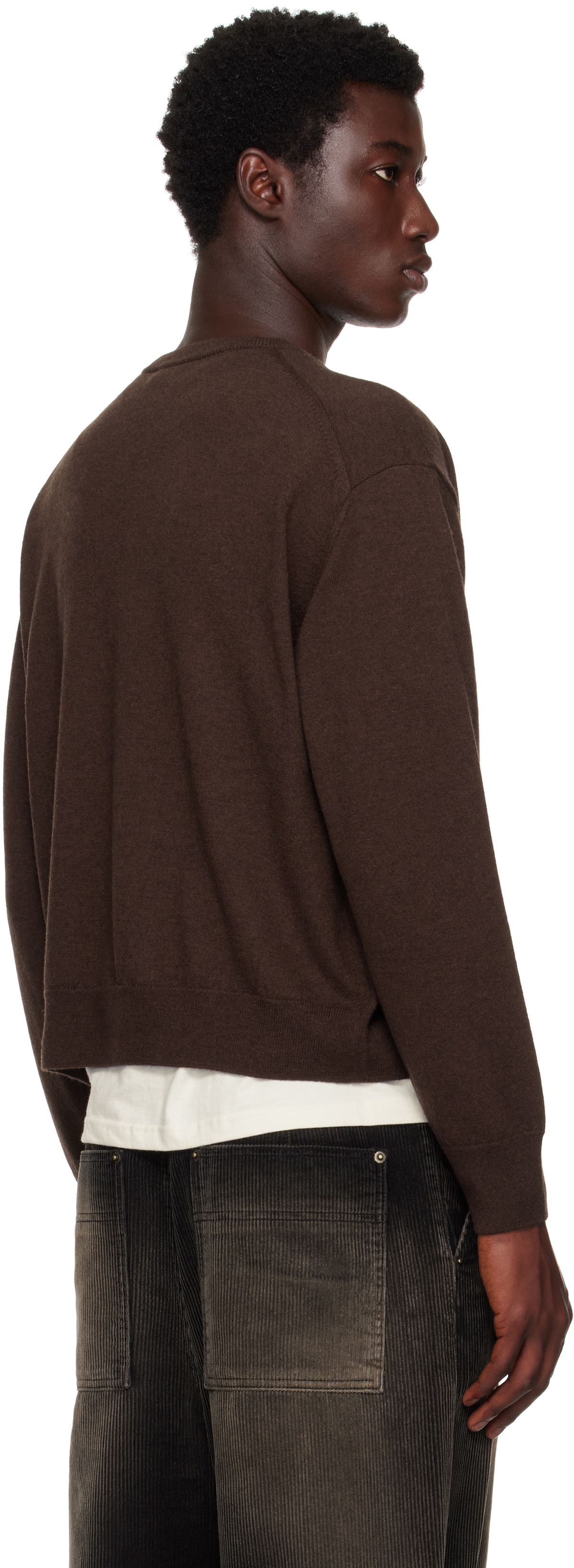 We11done Brown Single Patch Cardigan