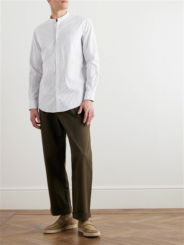 Photo: Massimo Alba - Grandad-Collar Striped Cotton Shirt - White