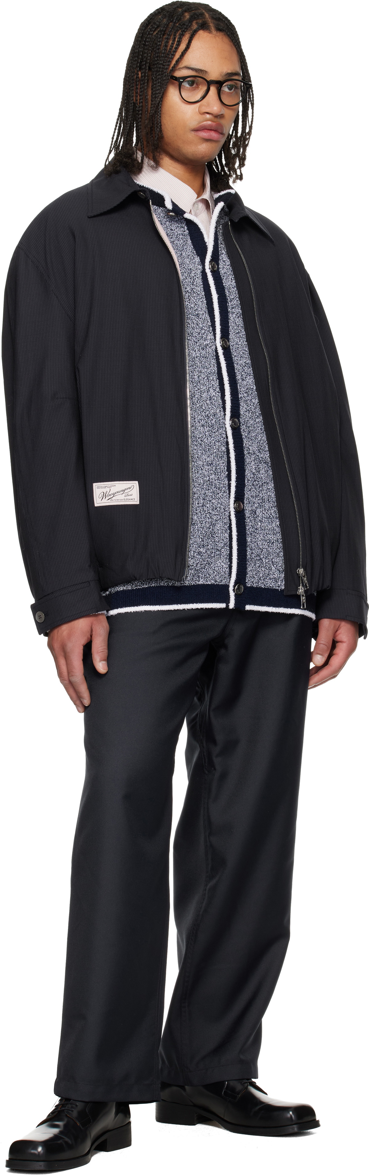 WOOYOUNGMI Navy Pin Stripe Zip-up Jacket