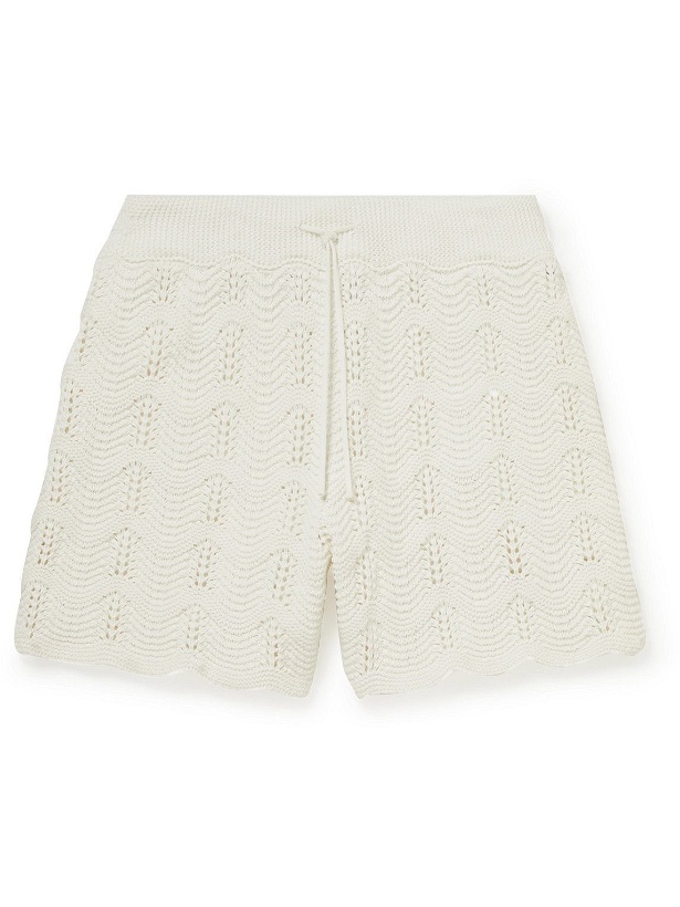 Photo: Casablanca - Crochet-Knit Cotton Drawstring Shorts - Neutrals