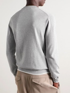 Maison Kitsuné - Slim-Fit Logo-Appliquéd Cotton Sweater - Gray