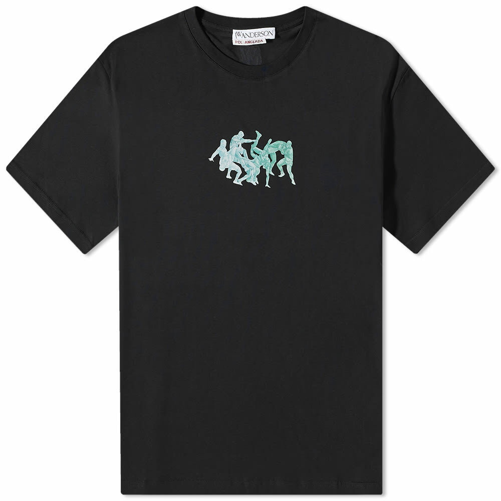 JW Anderson Men's Pol Placed Print T-Shirt in Black JW Anderson