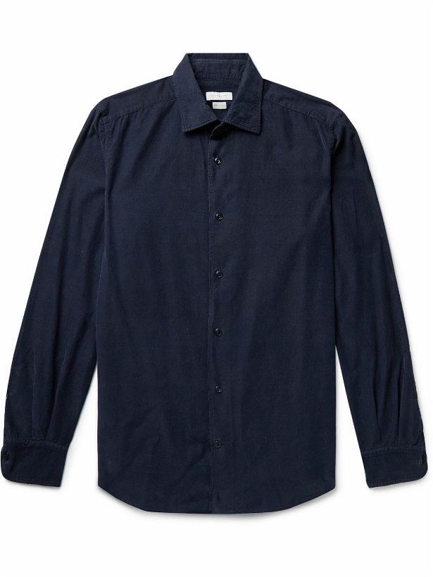 Photo: Incotex - Slim-Fit Cotton-Corduroy Shirt - Blue
