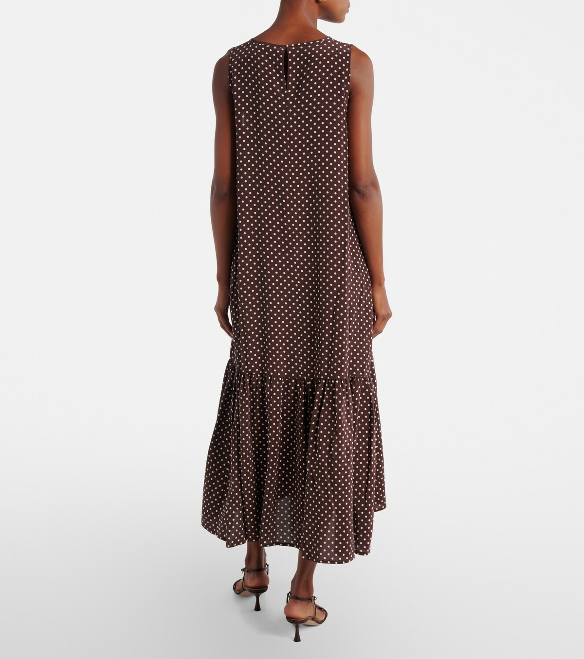 Asceno Polka-dot silk midi dress