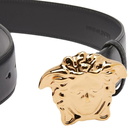 Versace Men's Medusa Buckle Leather Belt in Black/Gold