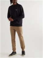 Balmain - Skinny-Fit Logo-Flocked Cotton-Jersey Sweatpants - Brown