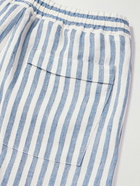 Loro Piana - Bermuda Bay Straight-Leg Striped Linen Drawstring Shorts - Blue