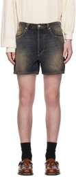 Magliano Black Paint Splatter Denim Shorts