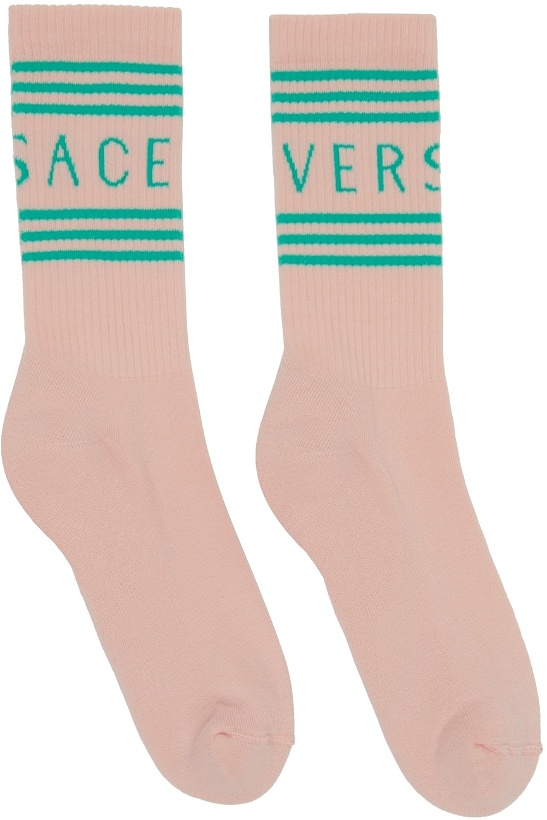 Photo: Versace Pink Vintage Logo Socks