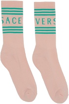 Versace Pink Vintage Logo Socks