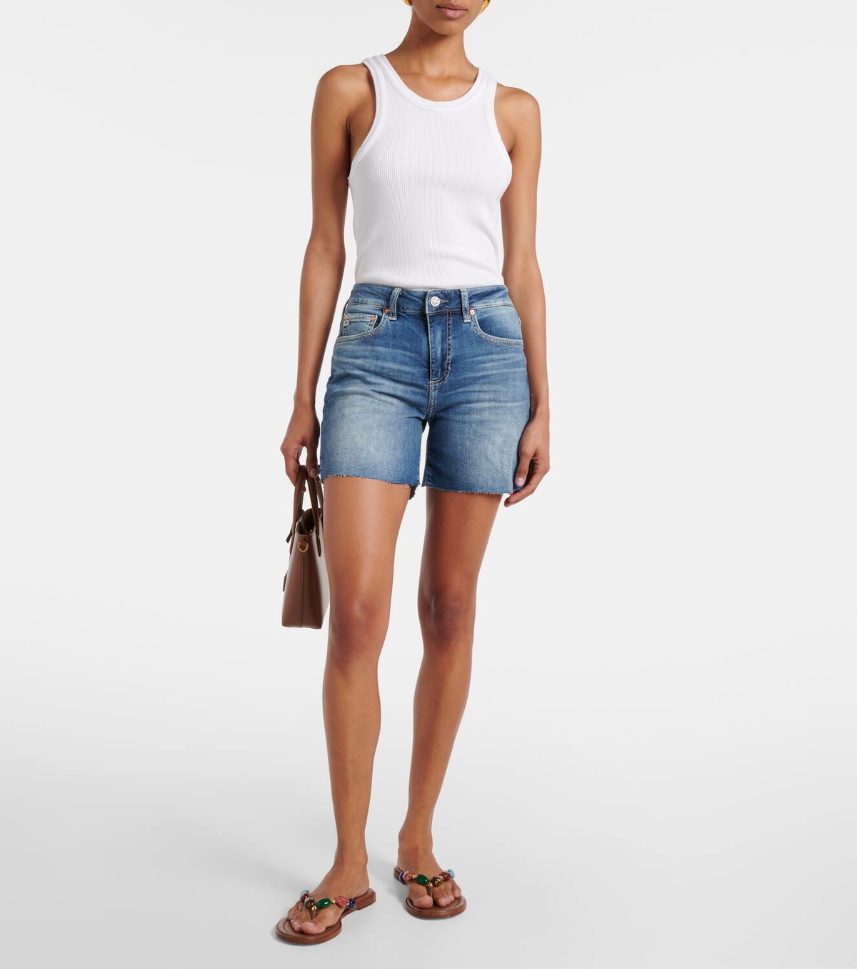 AG Jeans Ex-Boyfriend high-rise denim shorts