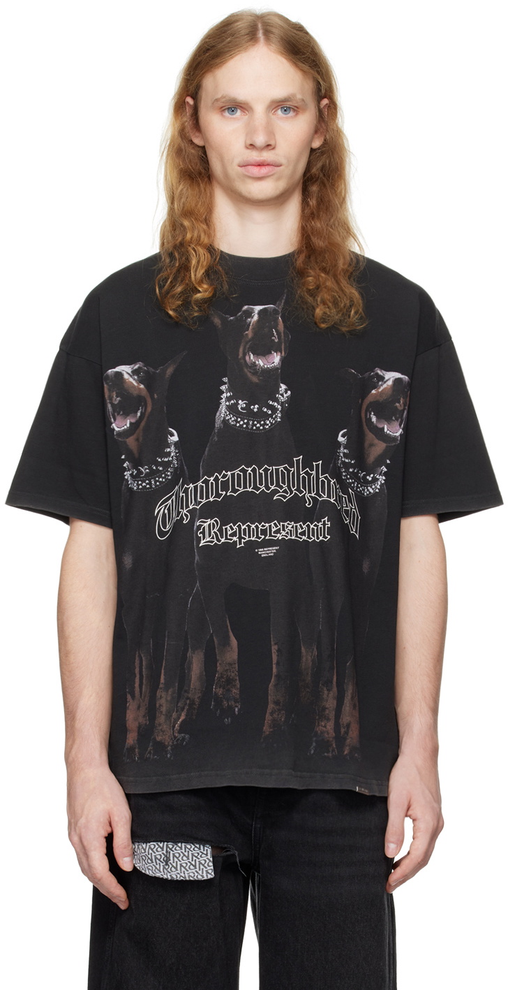 ★Represent★ ブラック 'Thoroughbred' Tシャツ Thoroughbred T-Shirt | Vintage White T-Shirts | Represent