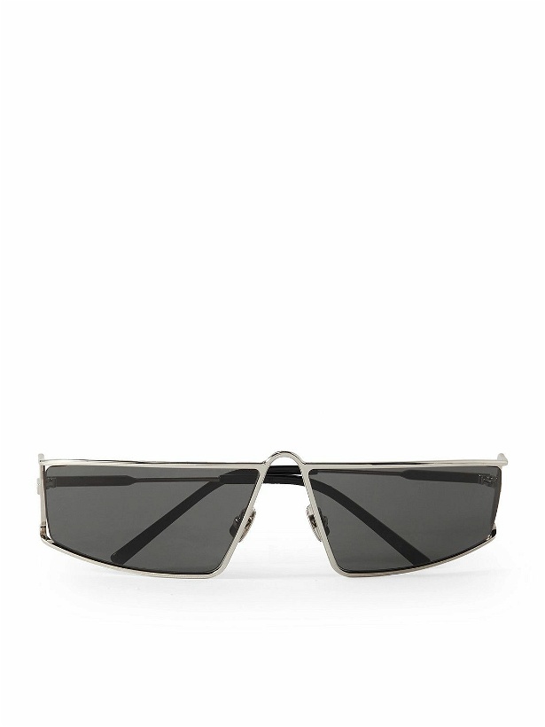 Photo: SAINT LAURENT - New Wave Rectangular-Frame Silver-Tone Sunglasses