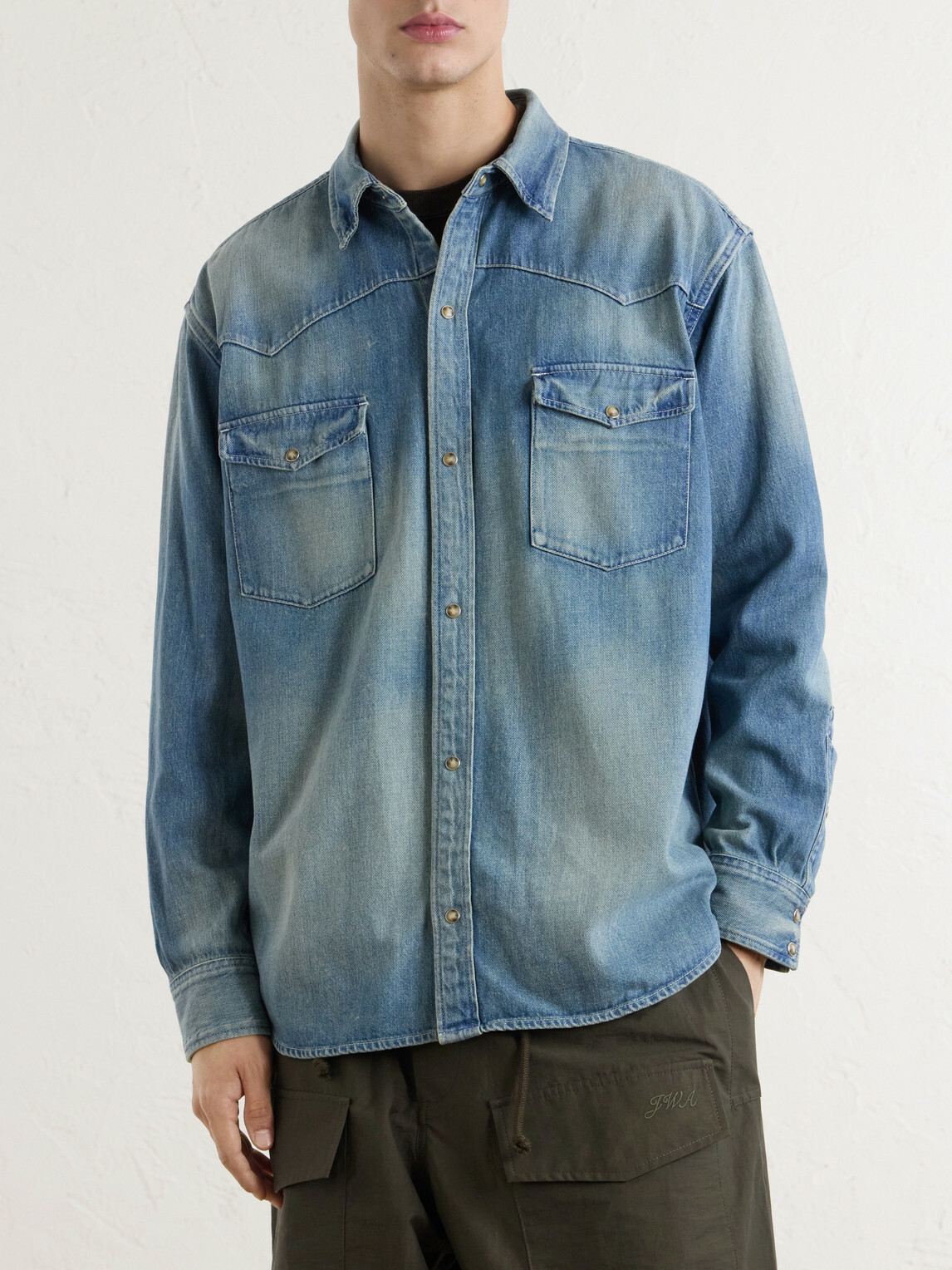 A.PRESSE - Vintage Western Denim Shirt - Blue