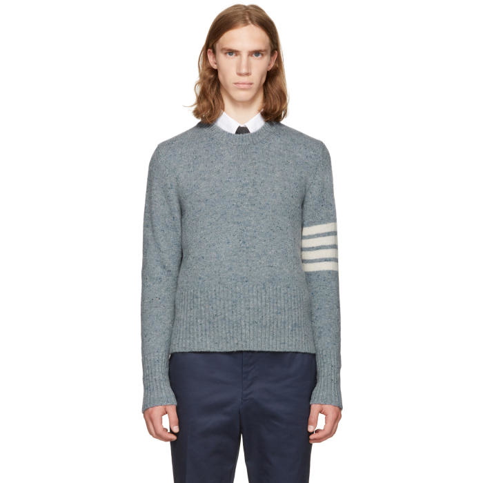 Photo: Thom Browne Blue Classic Mohair Crewneck Pullover