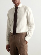 Favourbrook - Haston Cutaway-Collar Linen-Jacquard Shirt - White