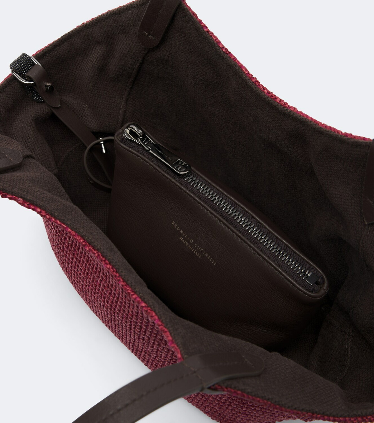 Brunello Cucinelli Monili leather-trimmed raffia-effect tote bag