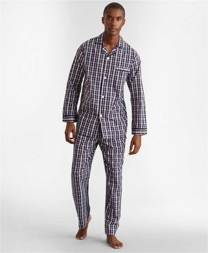 Photo: Brooks Brothers Men's Double-Plaid Pajamas | Navy