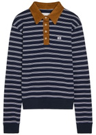 Wales Bonner Reflect Striped Piqué Cotton Polo Shirt Navy