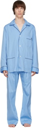 Brioni Blue Logo Embroidered Pyjama Set