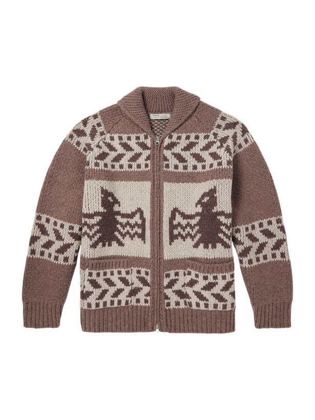 Photo: FrizmWORKS - Thunderbird Wool-Blend Jacquard Zip-Up Sweater - Brown