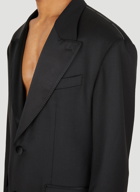 Satin Trimmed Tuxedo Blazer in Black