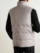 Yves Salomon - Leather-Trimmed Quilted Green Storm System® Wool and Silk-Blend Down Gilet - Gray