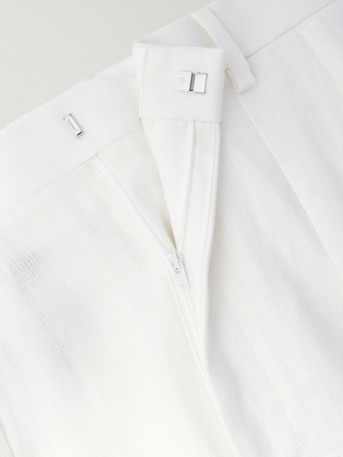 Ralph Lauren Purple label - Straight-Leg Pleated Herringbone Linen Trousers - White