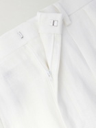 Ralph Lauren Purple label - Straight-Leg Pleated Herringbone Linen Trousers - White