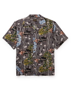 KAPITAL - Convertible-Collar Printed Voile Shirt - Black