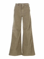 PT Torino cindy Beige Pants With Logo Patch On The Rear And Wide Leg In Corduroy Woman