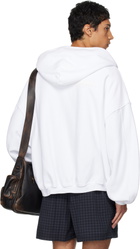 Alexander Wang White Graphic Logo Zip Hoodie