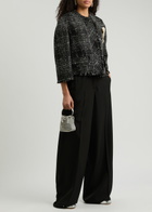 Erdem Double-waist Wide-leg Wool Trousers Black