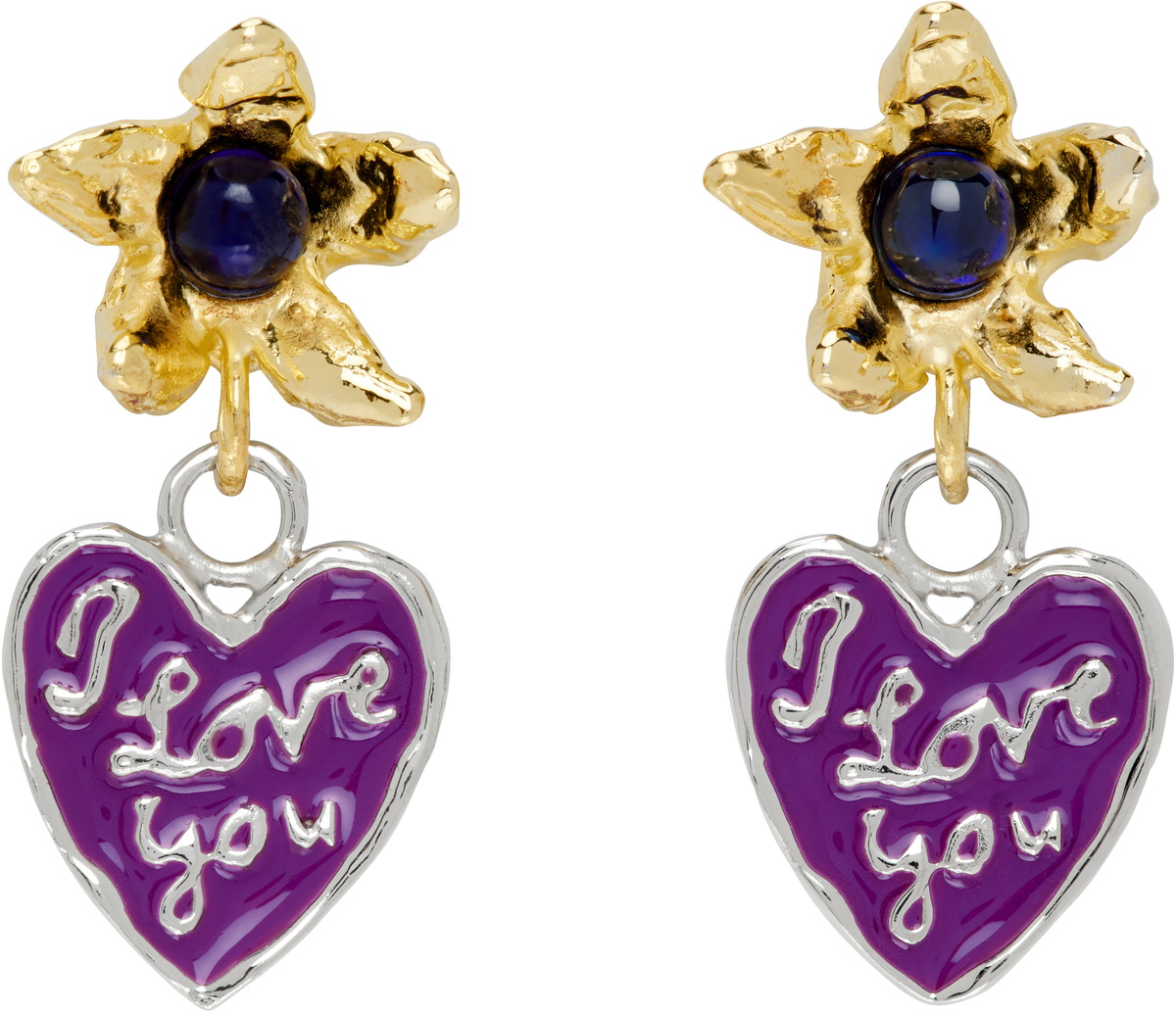 Chopova Lowena Gold & Silver Lovers Drop Earrings