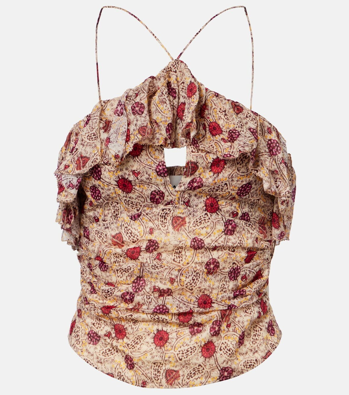 Marant Etoile Dijimia printed ruffled cotton top