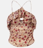 Marant Etoile Dijimia printed ruffled cotton top