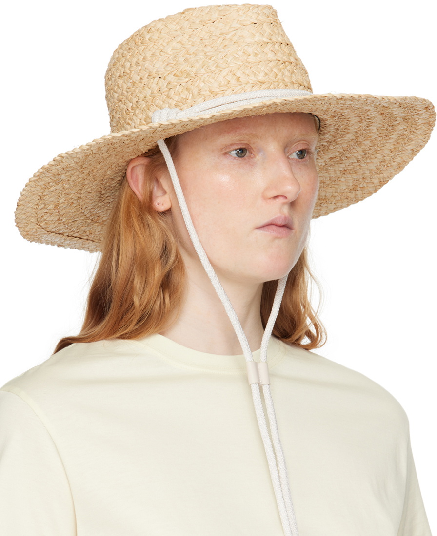 rag & bone Beige Braided Straw Panama Hat Rag and Bone display picture 3