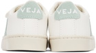 Veja Baby White & Green Leather Esplar Sneakers