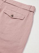 OFFICINE GÉNÉRALE - Julian Slim-Fit Garment-Dyed Cotton and Linen-Blend Shorts - Pink