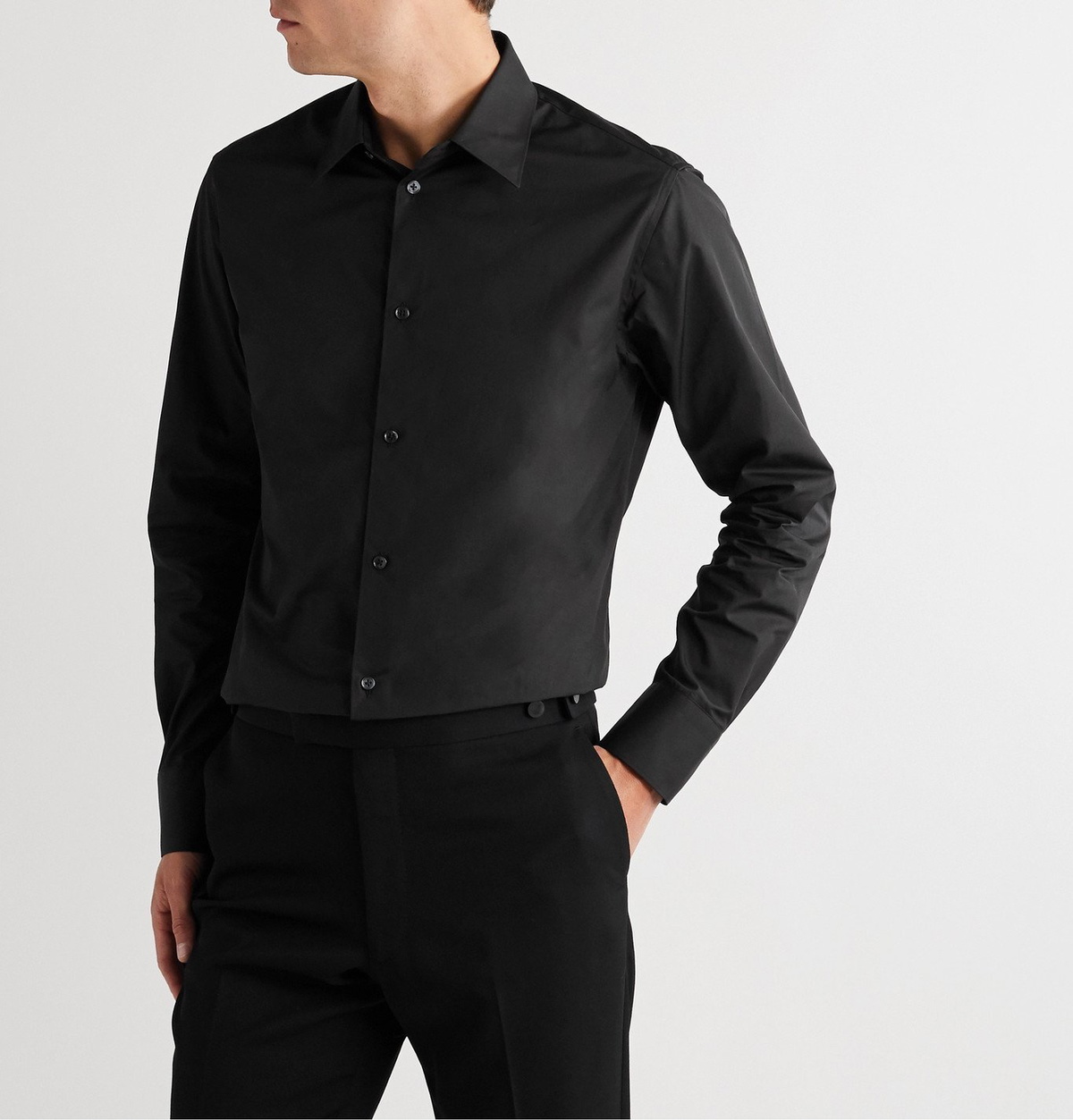 The Row Jasper Cotton Poplin Shirt Black The Row