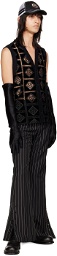 Anna Sui SSENSE Exclusive Black Satin Long Gloves