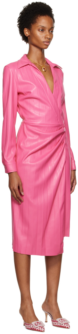 MSGM Pink Faux-Leather Midi Dress MSGM MSGM Pink Faux-Leather Midi Dress MSGM